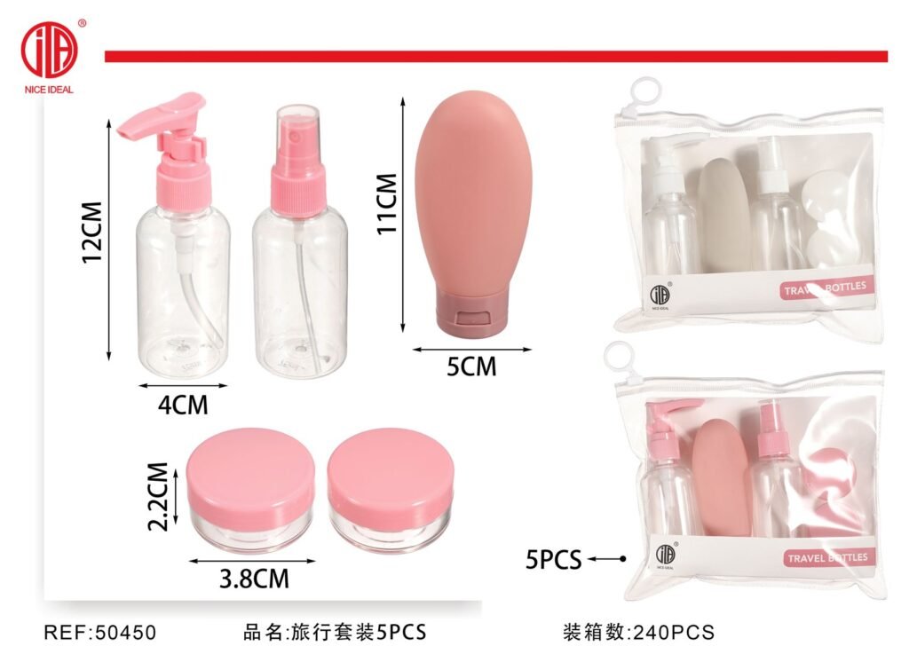 JUEGO DE BOTELLAS DOSIFICADORAS PARA VIAJE 5PCS