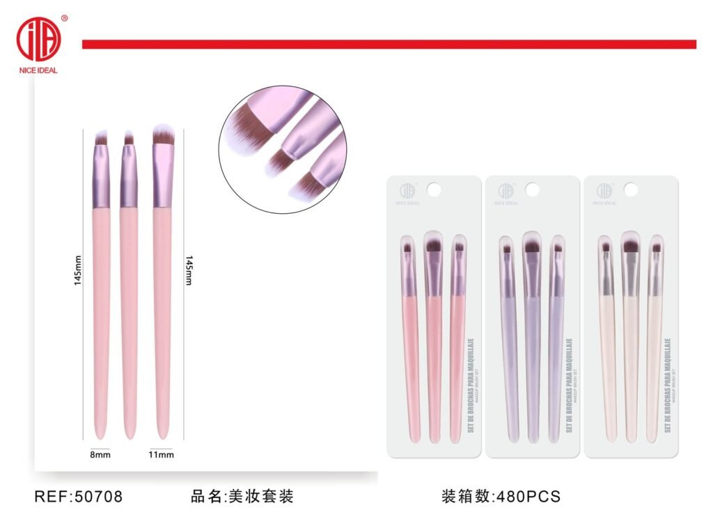 Set de 3 pinceles para maquillaje de ojos 14,5 cm
