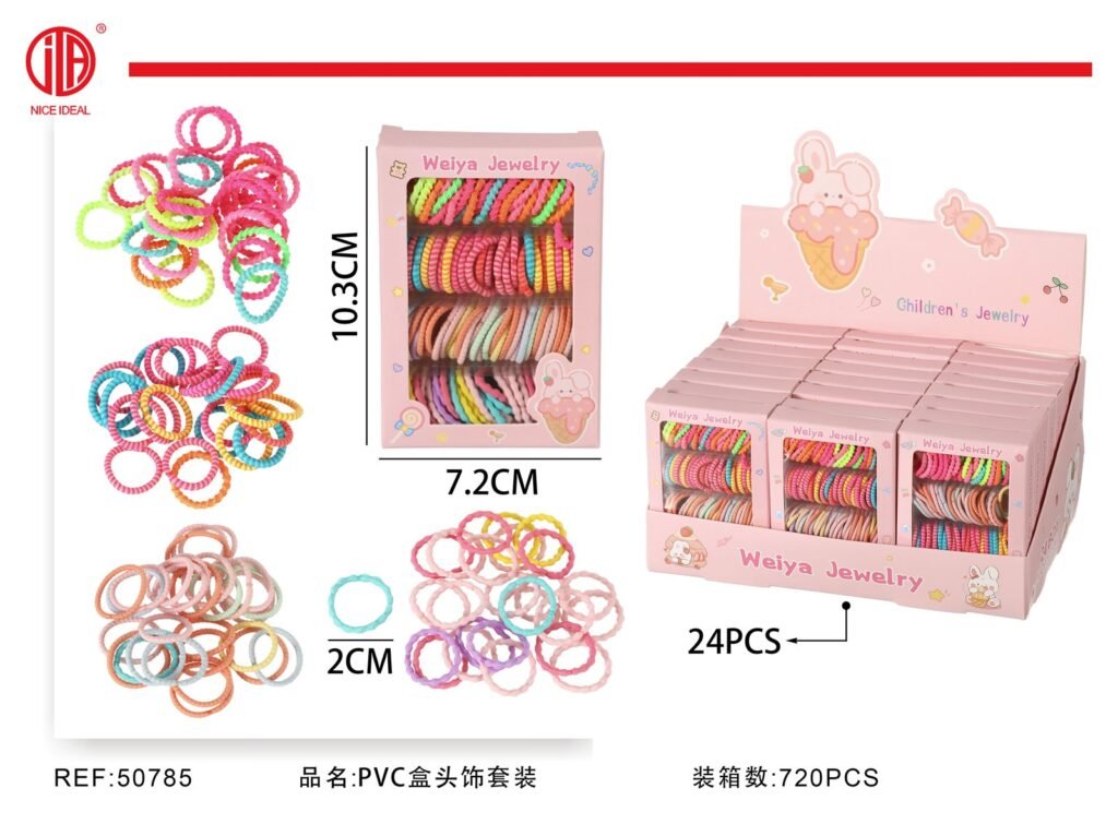 Set infantil de elásticos para cabello en caja