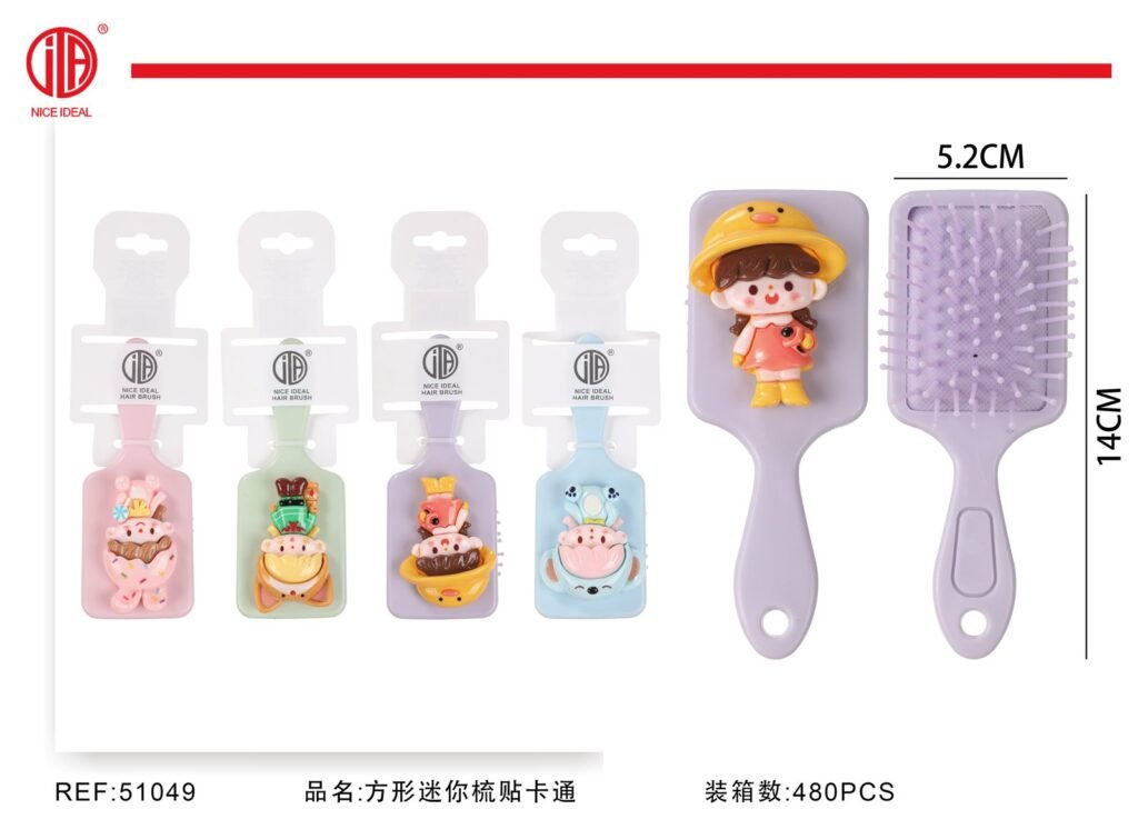 Cepillo mini rectangular con figura 14 cm