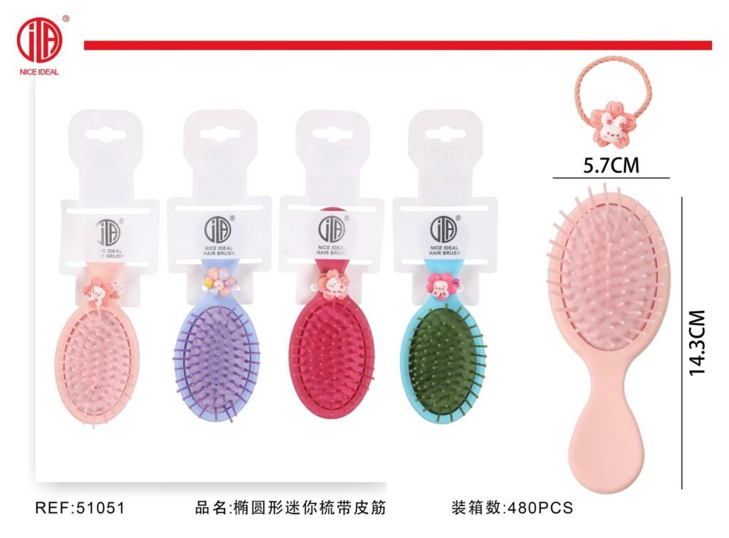 Cepillo mini ovalado con cole decorativo 14,3 cm