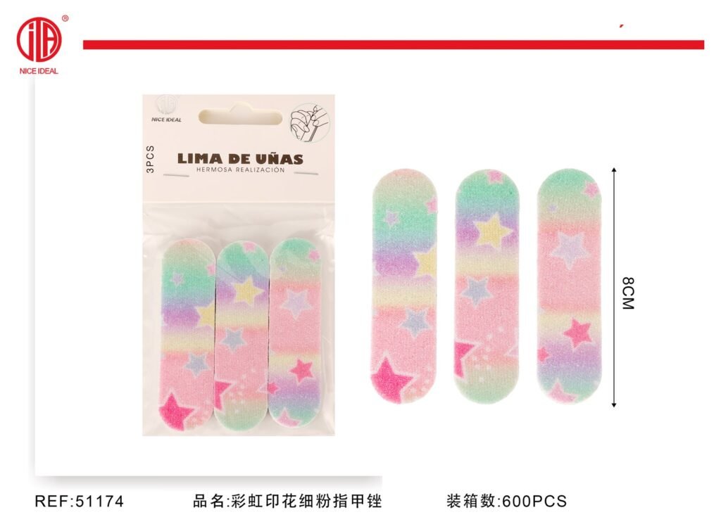Set de 3 limas de uñas estampadas 8 cm