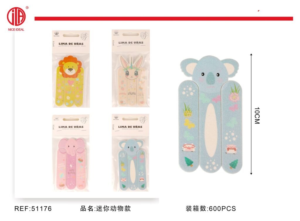 Set de 3 limas de uñas con diseño animal 10 cm