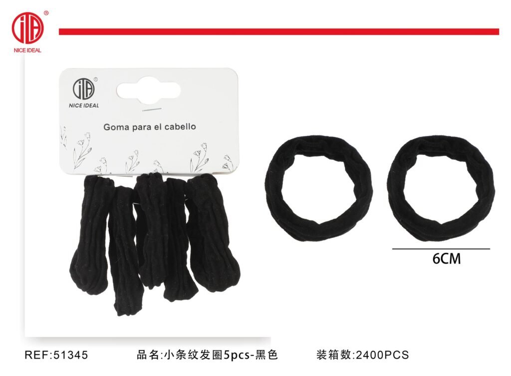 Set de 5 colets textiles negros 6 cm