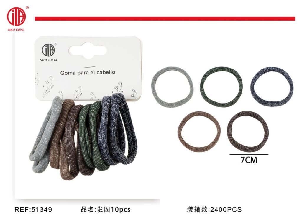 Set de 10 elasticos brillantes en tonos oscuros