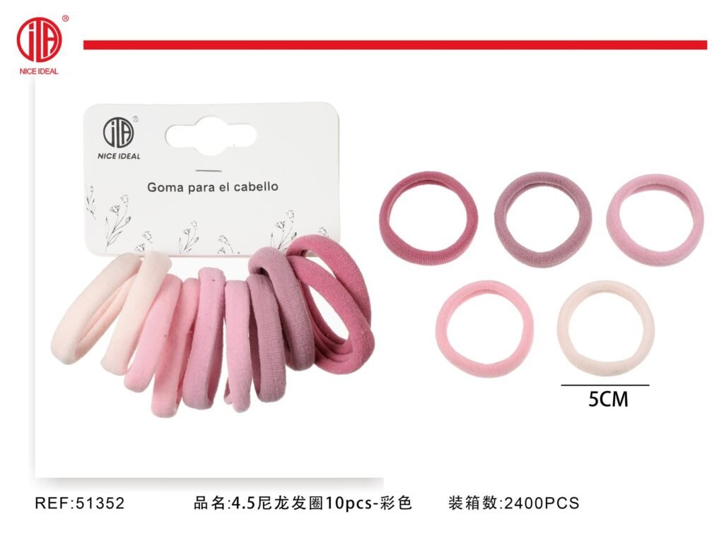 Set de 10 elasticos suaves en tonos rosados