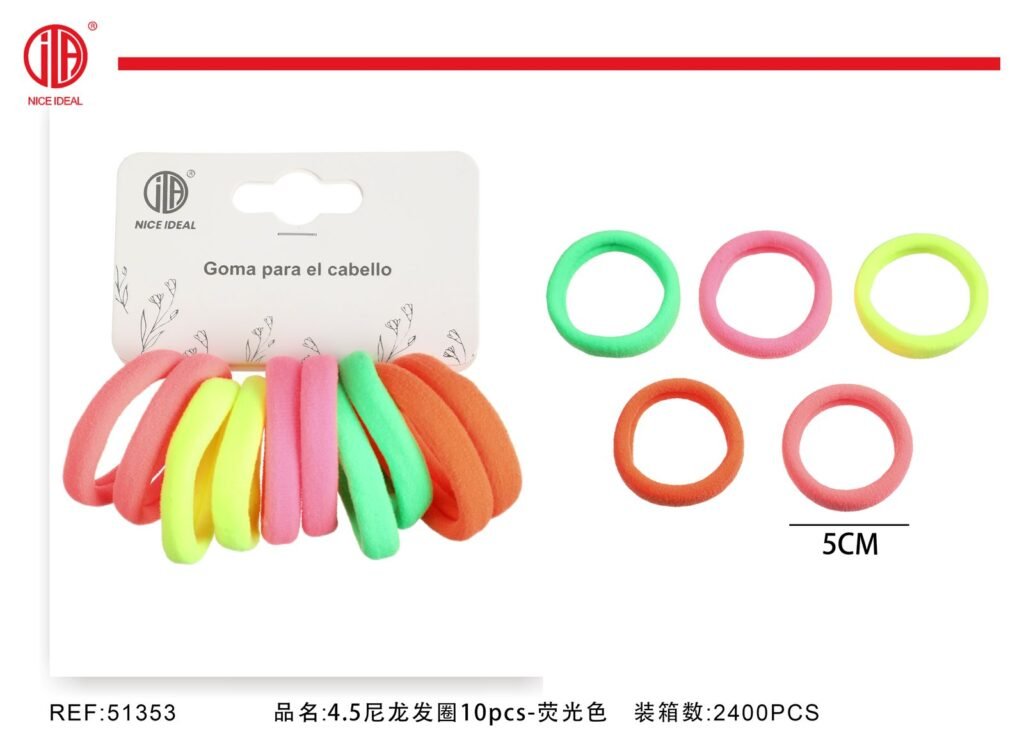 Set de 10 elasticos suaves en colores fluorescentes