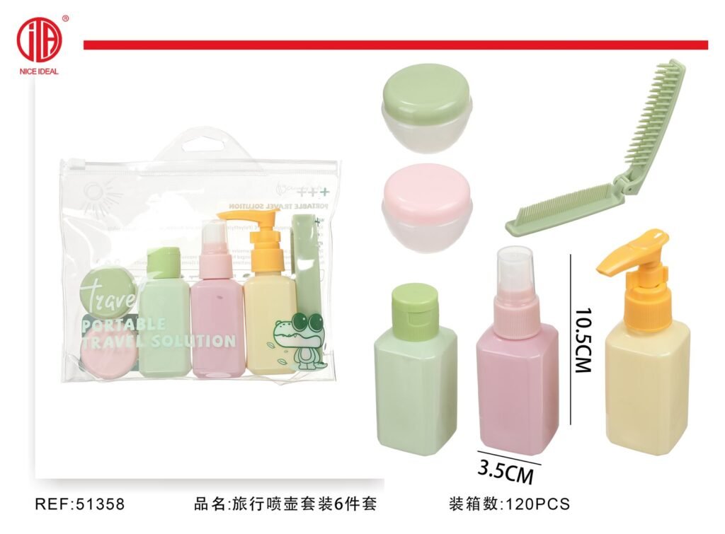 Set de 6 envases de viaje con peine plegable