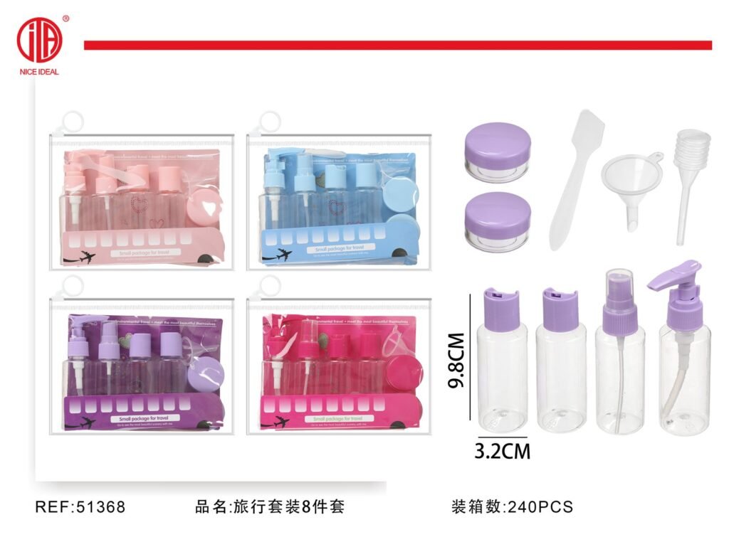 Set de 8 envases de viaje con estuche