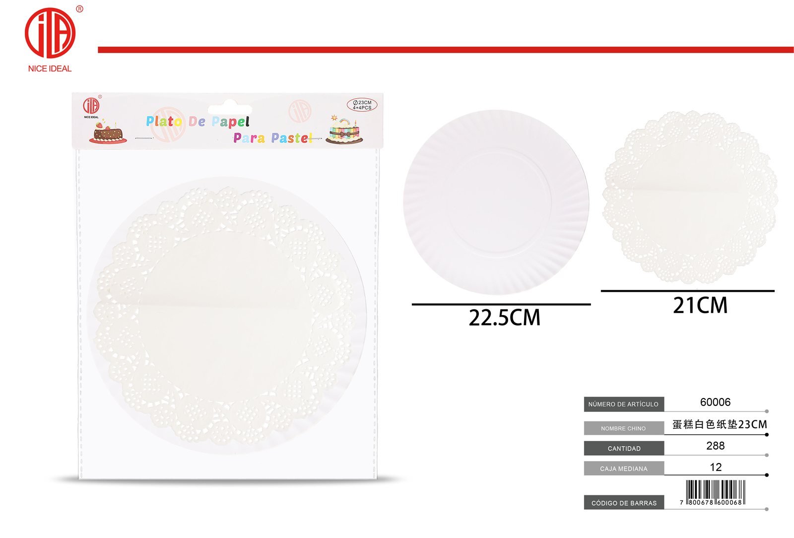 ALMOHADILLA DE PAPEL DE PASTEL 23CM 44PC