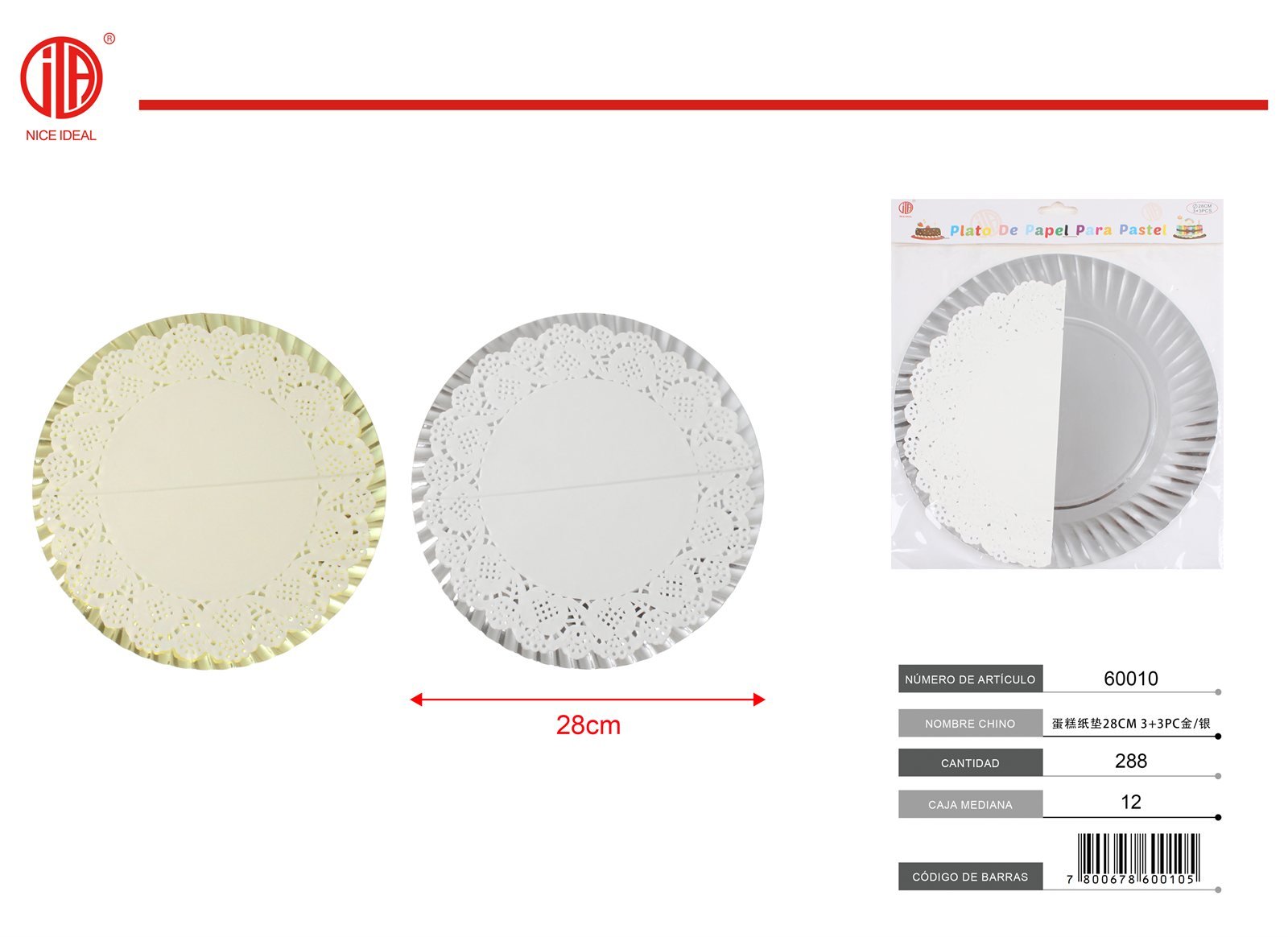 ALMOHADILLA DE PAPEL DE PASTEL 28CM 33PC