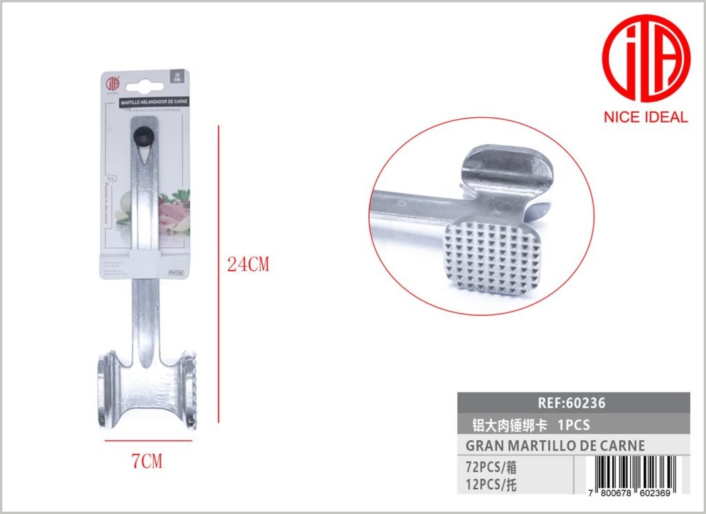 Martillo ablandador de carne de aluminio de 24 cm