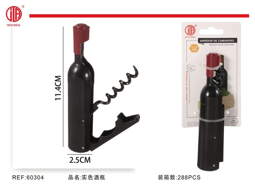 Sacacorchos con diseño de botella
