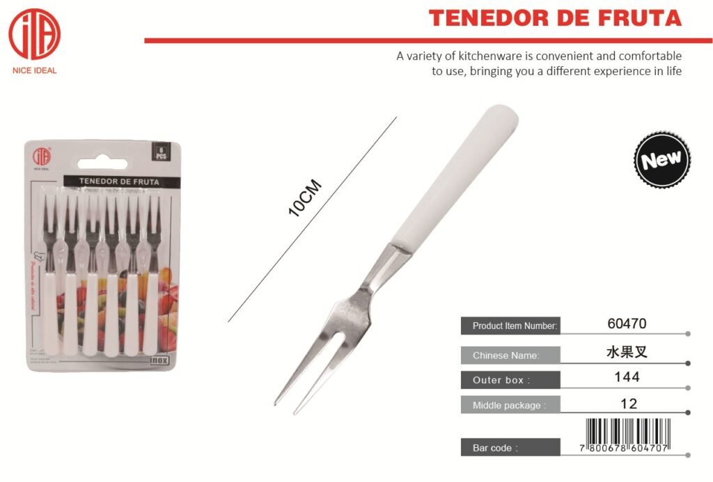 TARJETA DE 6 PIEZAS DE TENEDOR DE FRUTA CON MANGO DE PLáSTICO 6PC