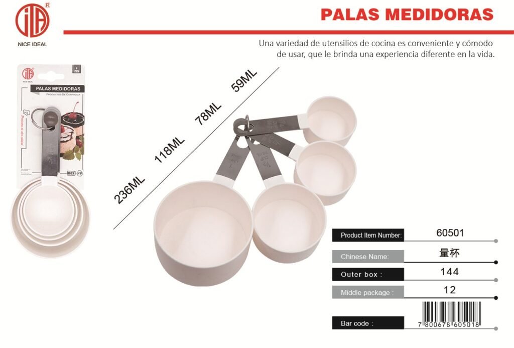 Set de 4 tazas medidoras para cocina