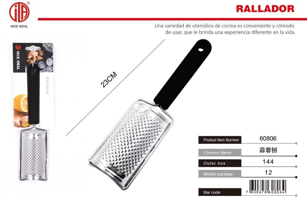 Rallador manual con mango negro de 23 cm