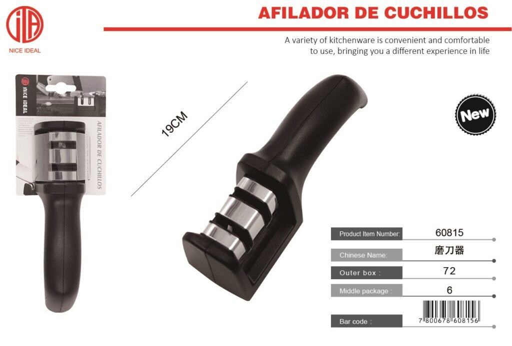 Afilador de cuchillos negro, 19 cm