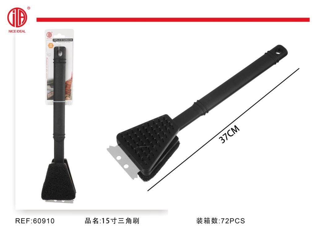 Cepillo doble para parrilla triangular de 37 cm
