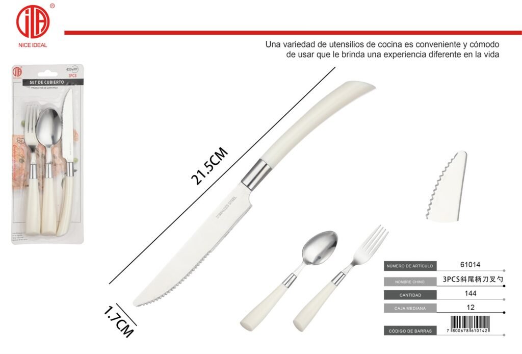 CUCHILLO TENEDOR Y CUCHARA 3PCS
