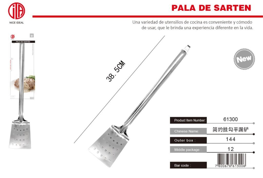 Espátula ranurada de acero inoxidable, 38,5 cm