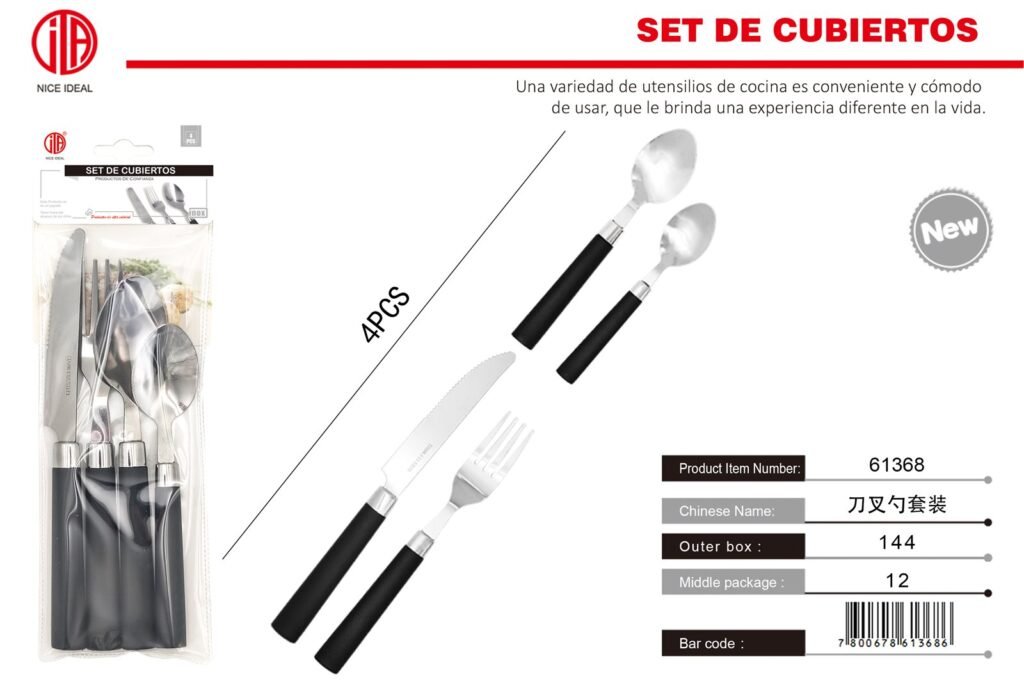 CUCHILLO MANGO CUADRADO 4PC
