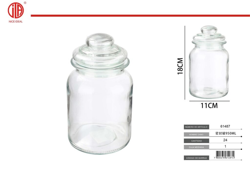 Frasco hermético de vidrio, 950 ml