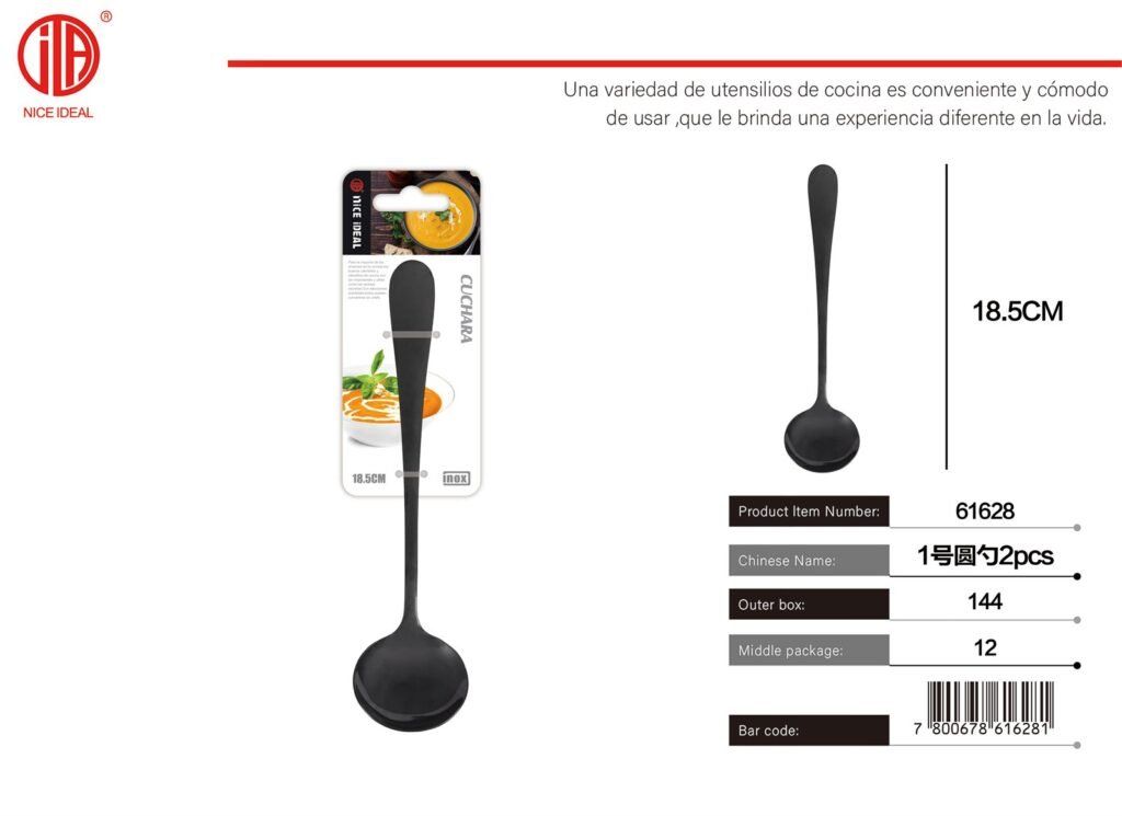 CUCHARA REDONDA NEGRA N.1 2PCS(1010)
