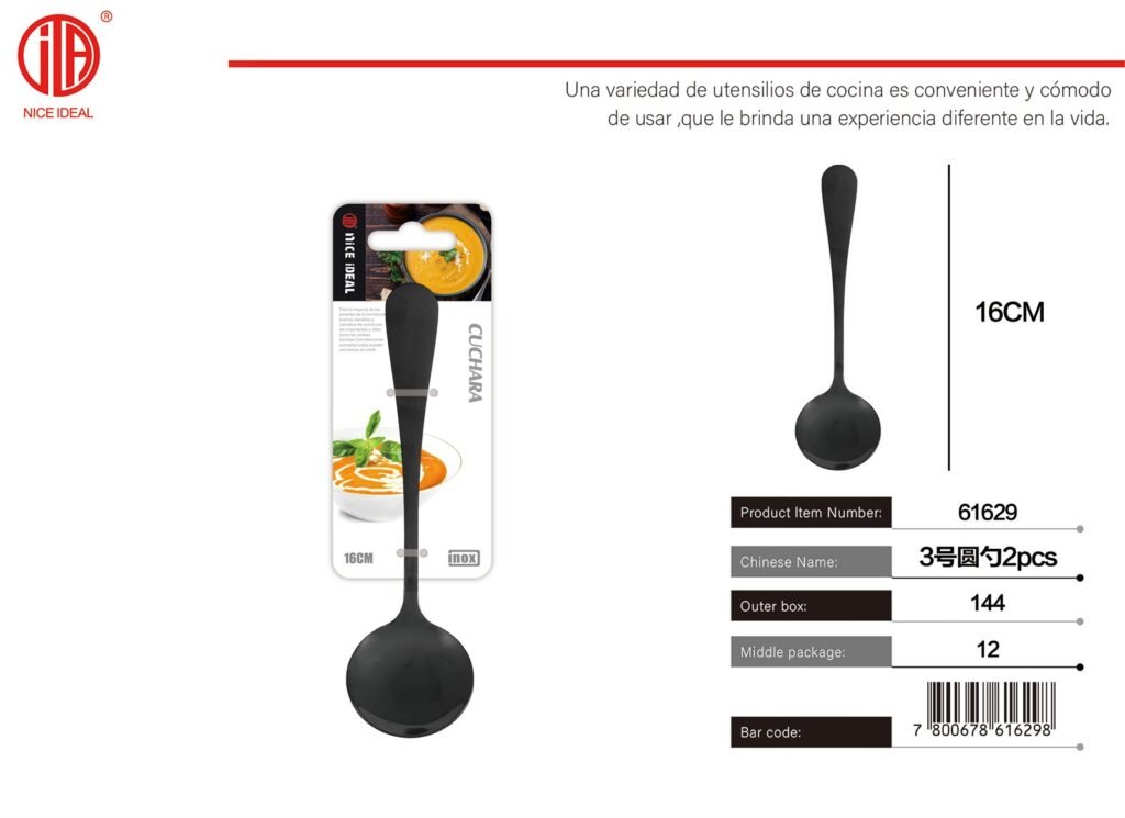 CUCHARA REDONDA NEGRA N.3 2PCS(1010)