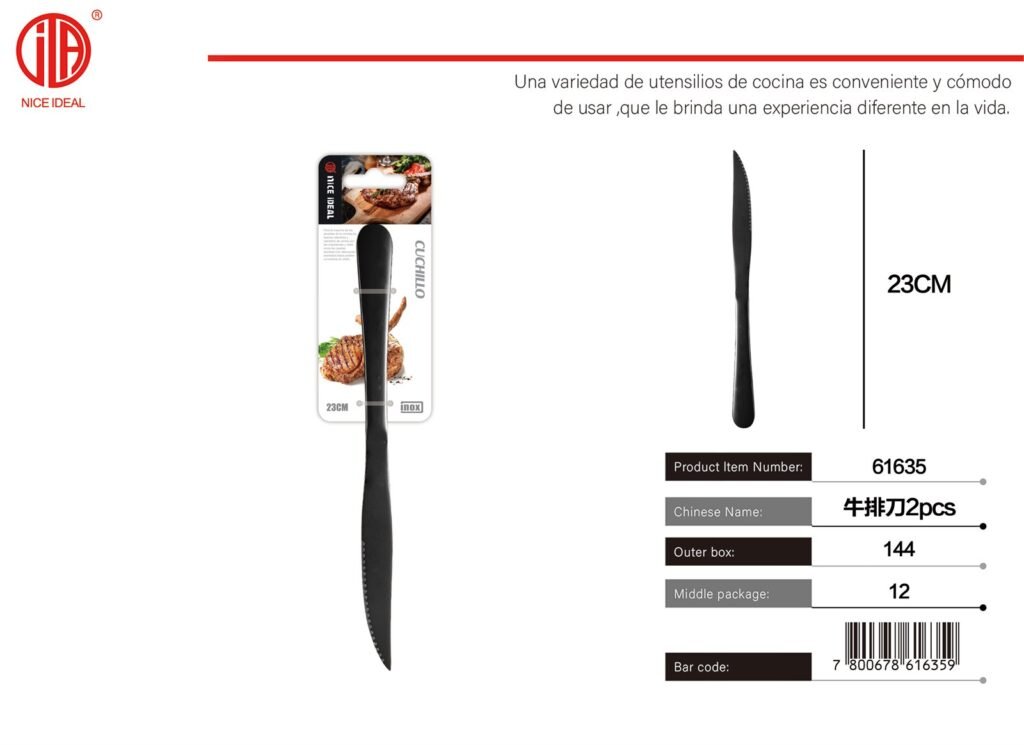 CUCHILLO PARA CARNE NEGRO 2PCS(1010)