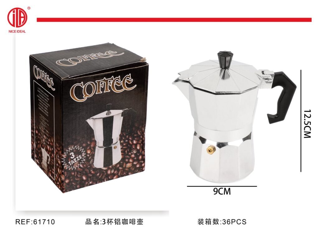 Cafetera italiana de aluminio para 3 tazas