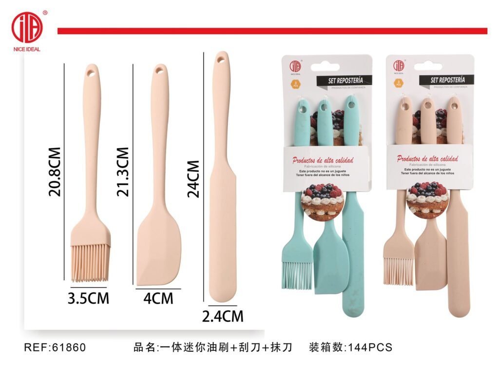 Set de utensilios de silicona para reposteria, 3 piezas