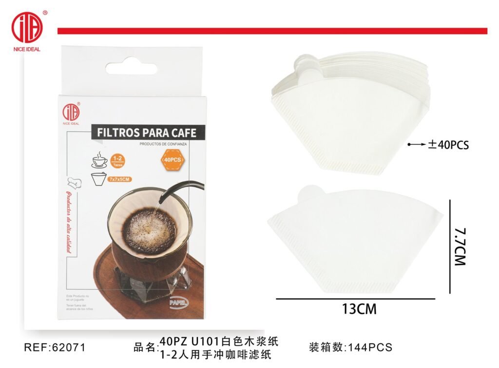 Papel filtro de cafe 40pz color blanco