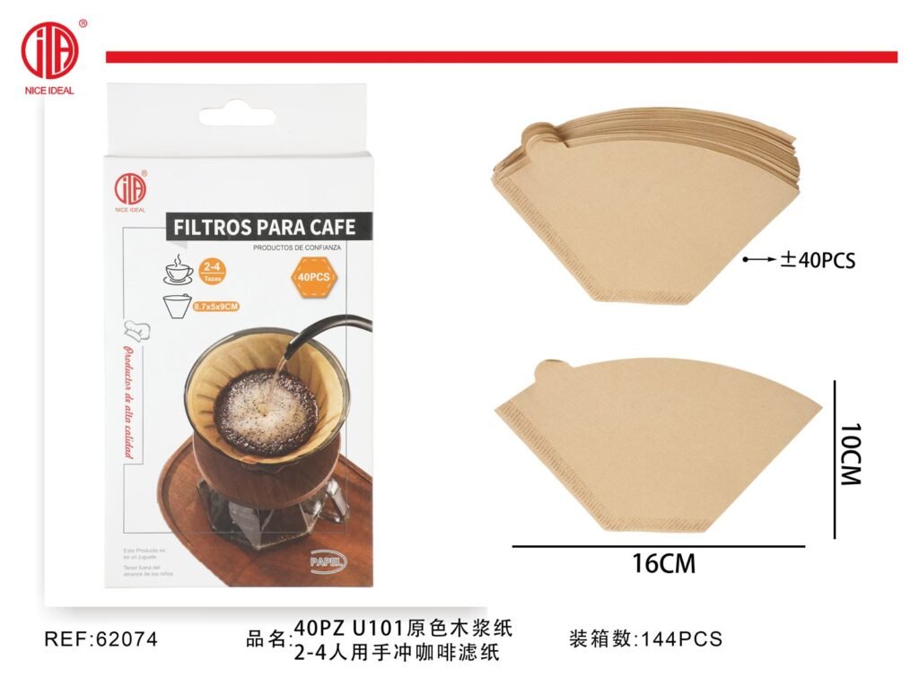 Papel filtro de cafe 40pz color marron