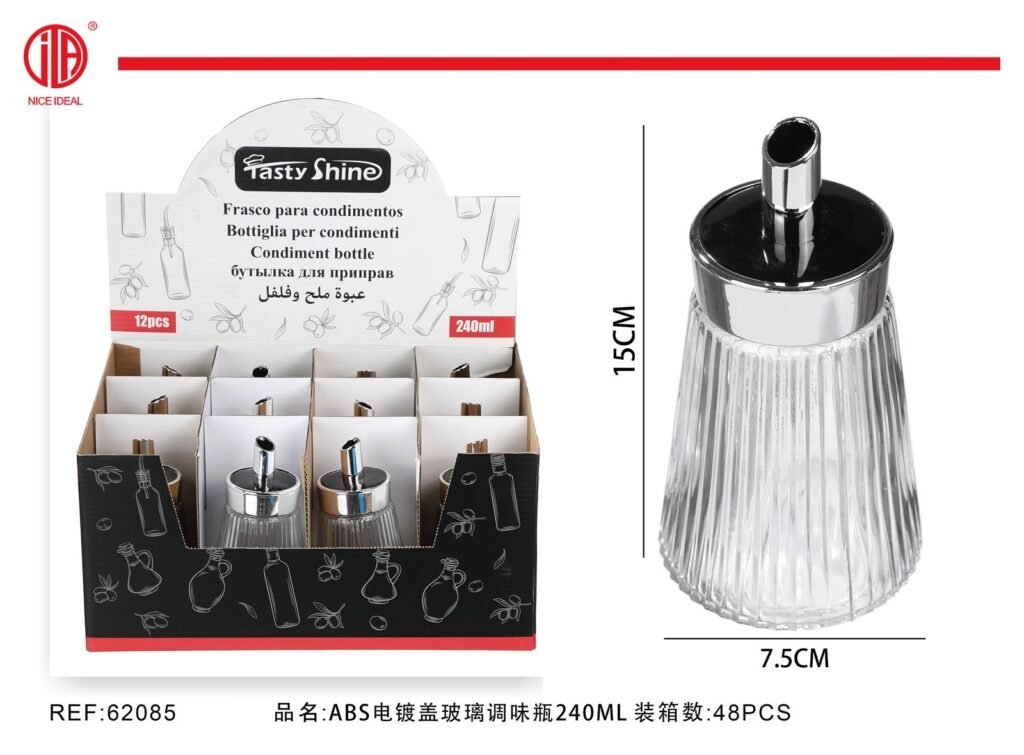 Frasco de Vidrio para Condimentos con Vertedor, 240 ml
