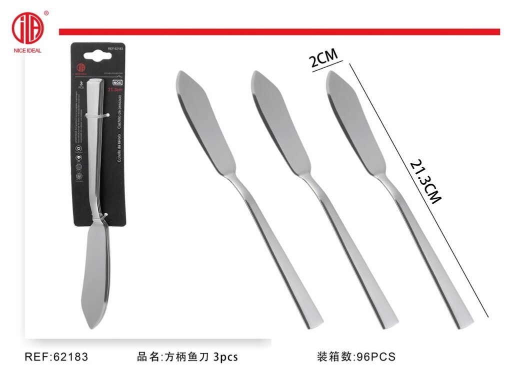 Set de 3 cuchillos para pescado con mango rectangular, 21,3 cm