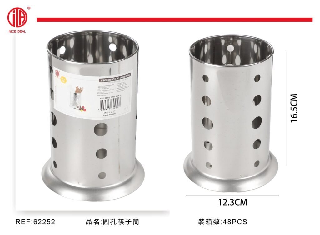 Escurridor de cubiertos de acero inoxidable con perforaciones grandes