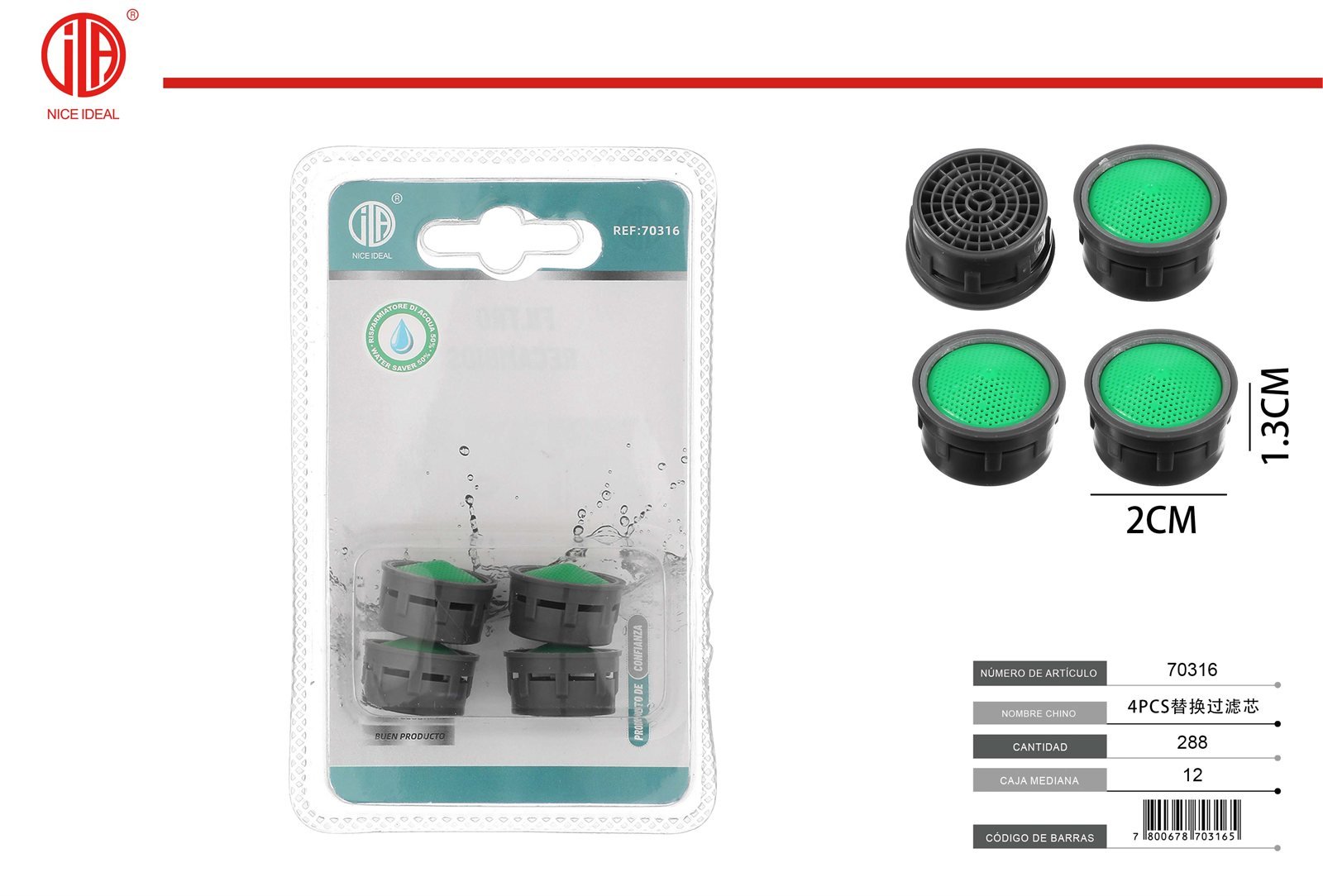 ELEMENTO DE FILTRO DE REPUESTO 4 PIEZAS 4PCS