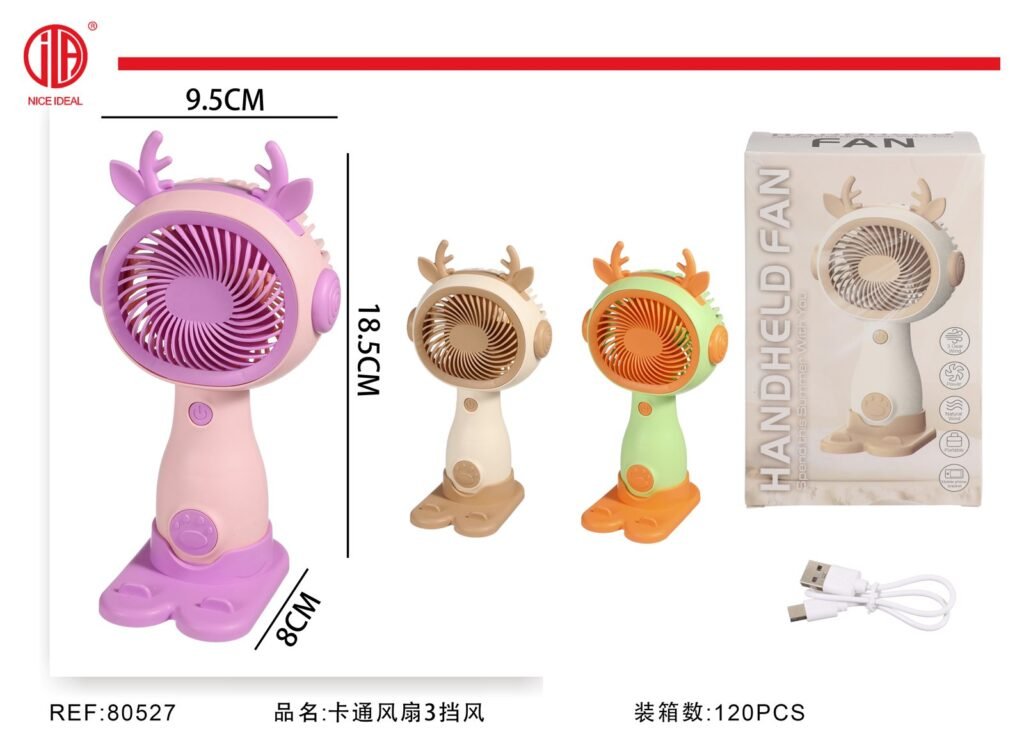 Ventilador portatil recargable con diseno de ciervo