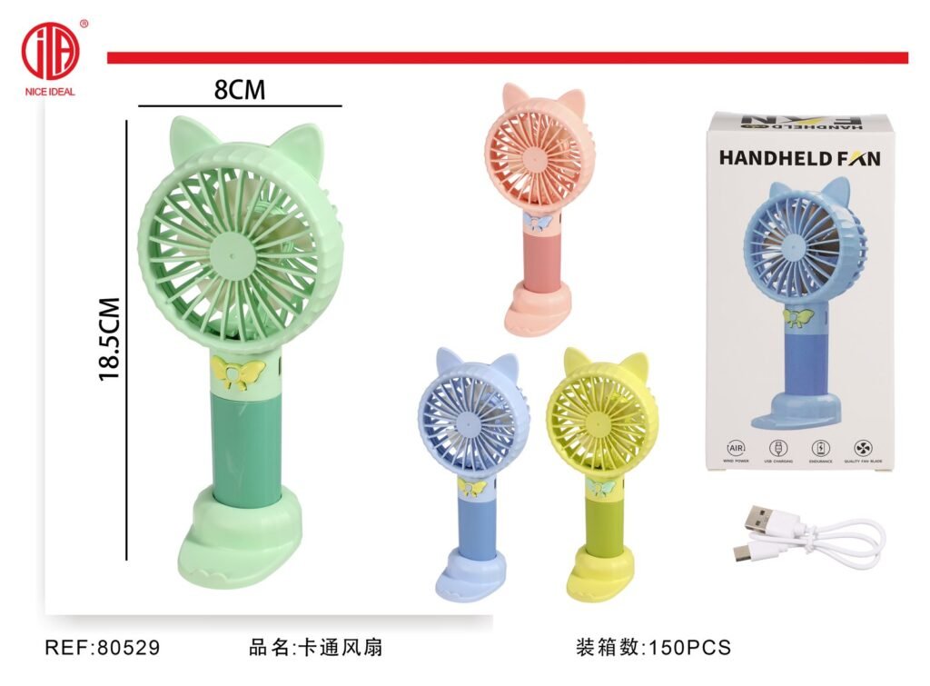 Ventilador portatil recargable con orejas de gato