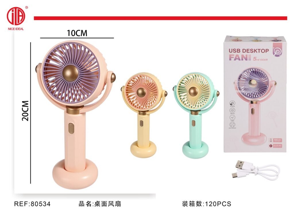 Ventilador portatil recargable de 5 velocidades
