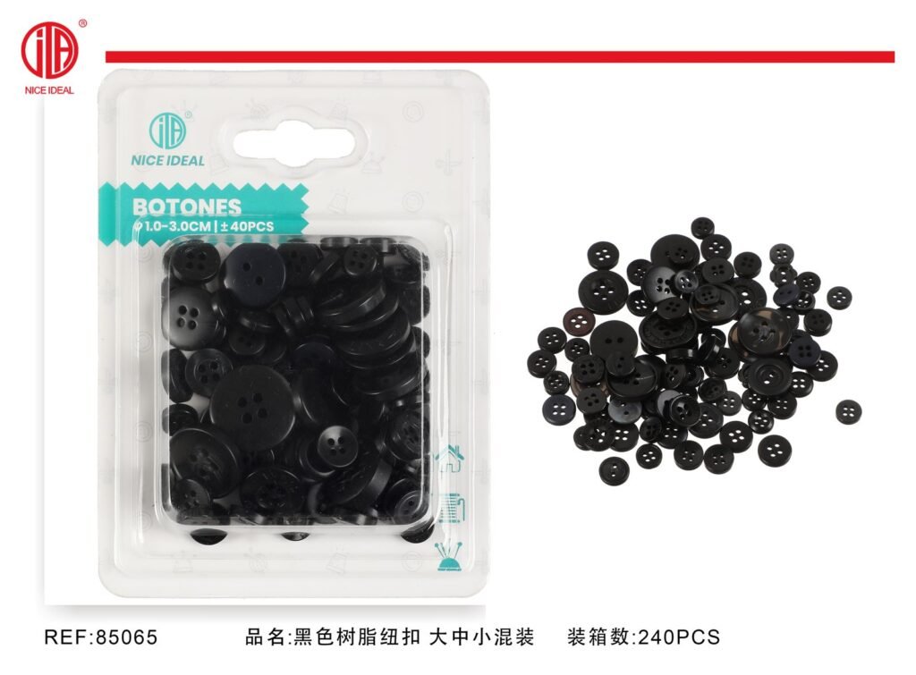 Botones negro medida surtido