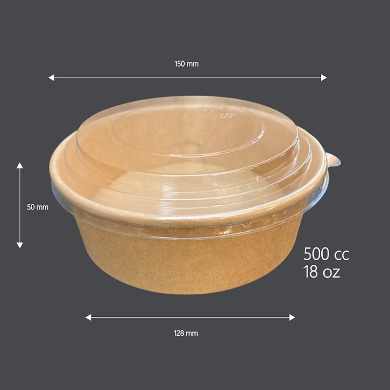 Recipiente desechable con tapa, 500 ml