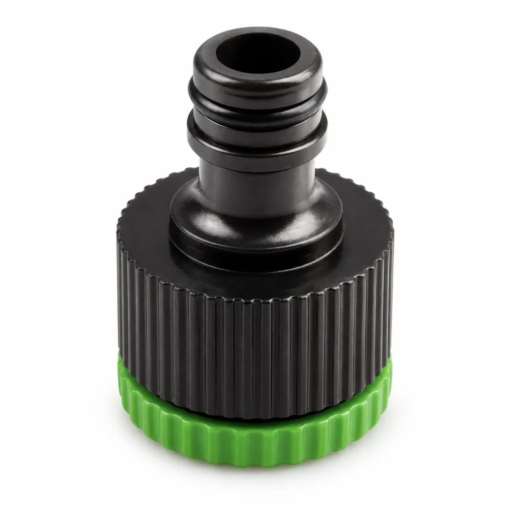 Adaptador rápido negro y verde para grifo de 1/2 y 3/4 pulgada