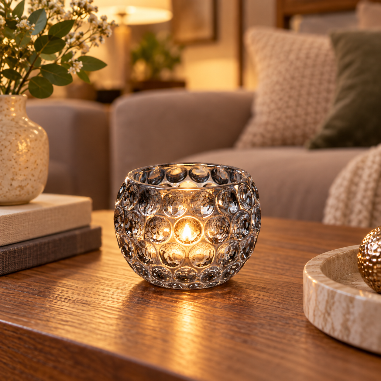 Portavelas de vidrio decorativo, base estable para velas y decoración del hogar