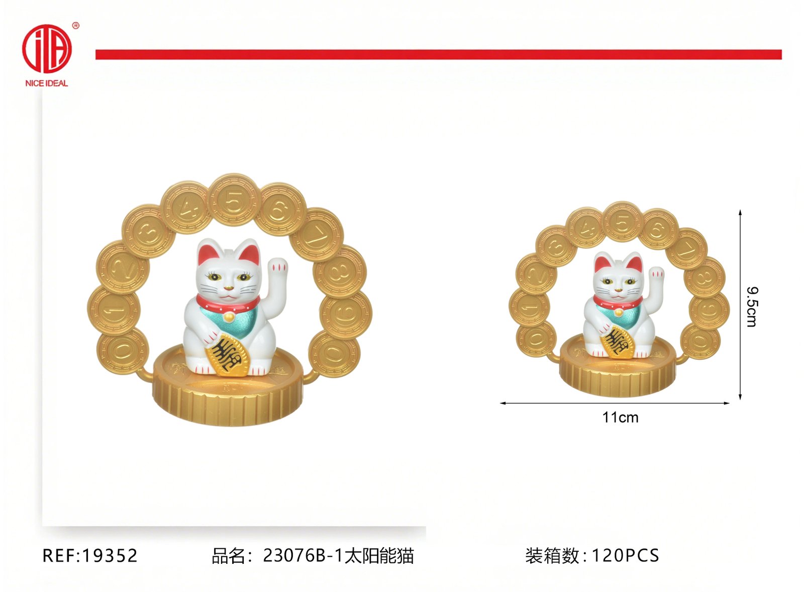Gato de la suerte decorativo con monedas doradas, figura de prosperidad de 11 cm
