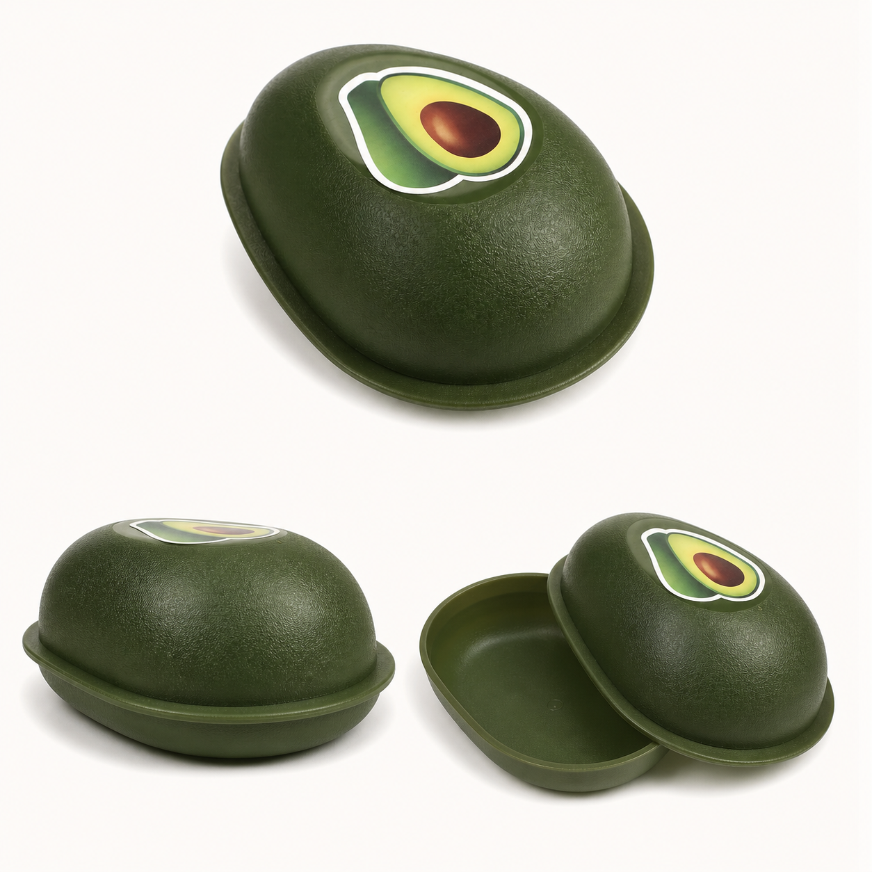 Contenedor verde para conservar palta, recipiente plástico con tapa, 12,5 x 9 cm - Imagen 2