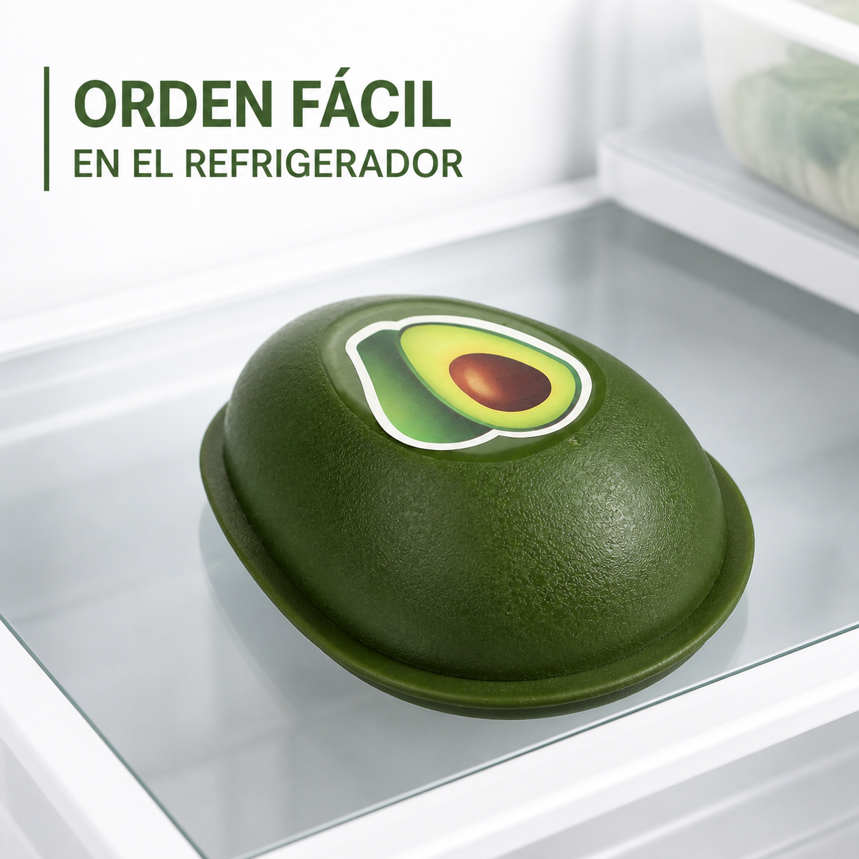 Contenedor verde para conservar palta, recipiente plástico con tapa, 12,5 x 9 cm - Imagen 3