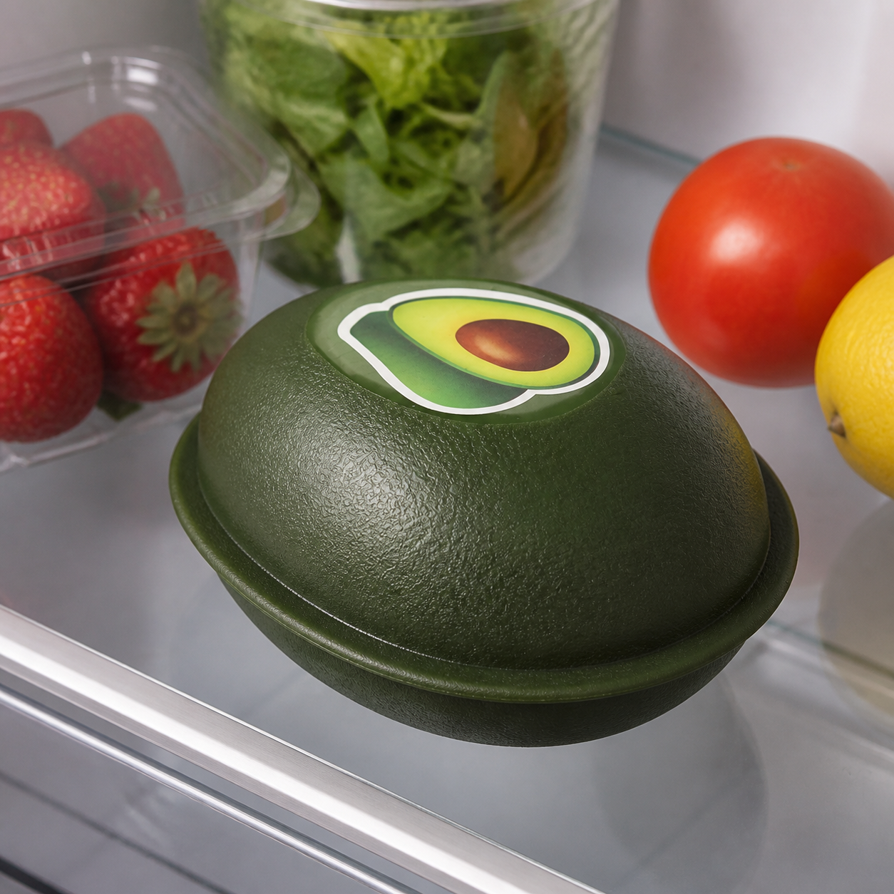 Contenedor verde para conservar palta, recipiente plástico con tapa, 12,5 x 9 cm - Imagen 5
