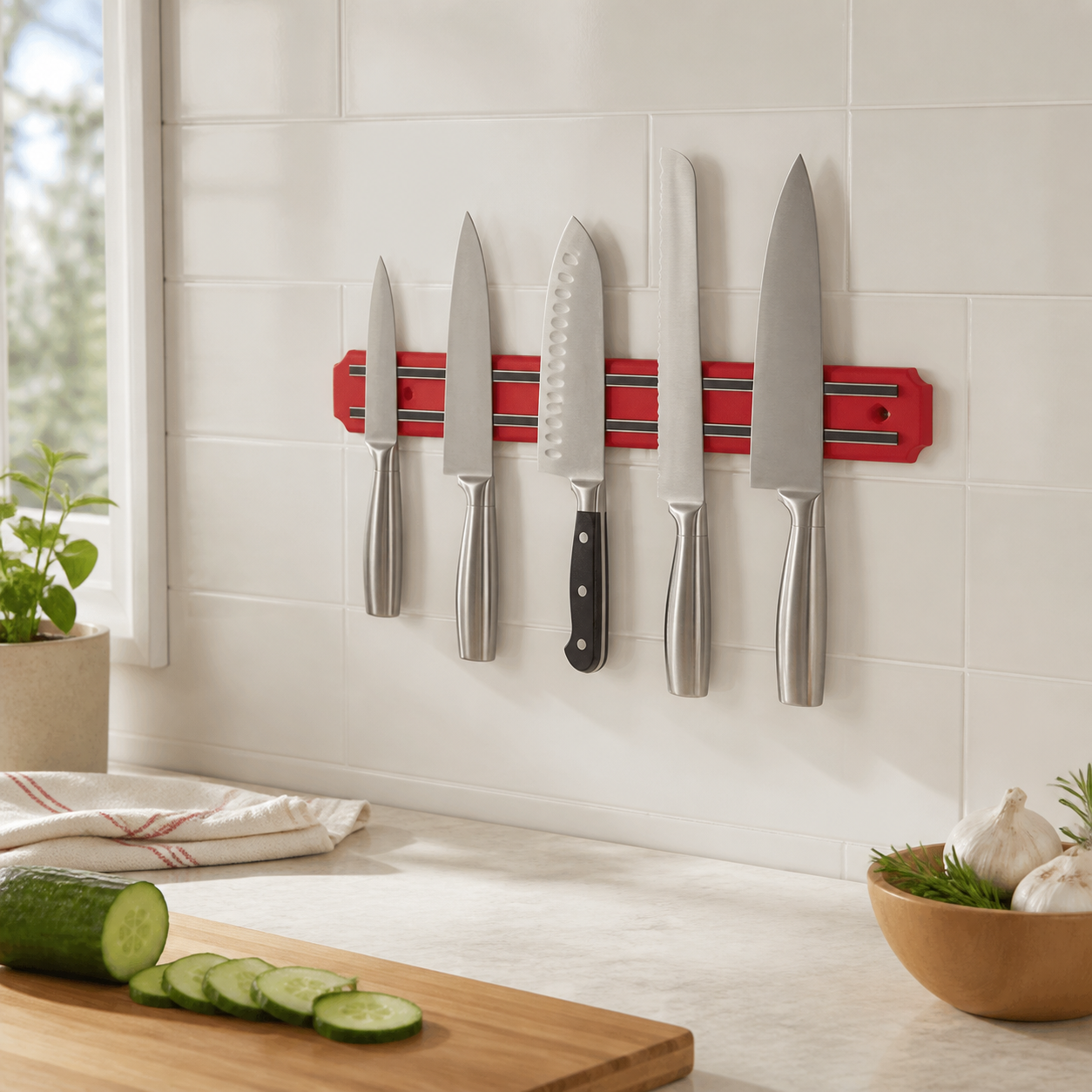 Barra magnética para cuchillos de 33 cm, organizador de cocina - Imagen 5
