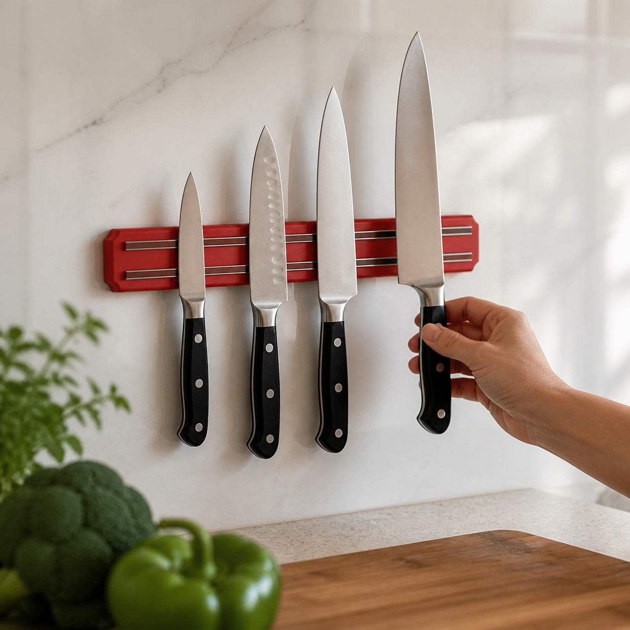 Barra magnética para cuchillos de 33 cm, organizador de cocina - Imagen 6